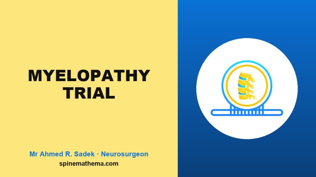 Spinemathema picture card for Front or Back Neck Surgery for Cervical Myelopathy? The CSM-S Trial